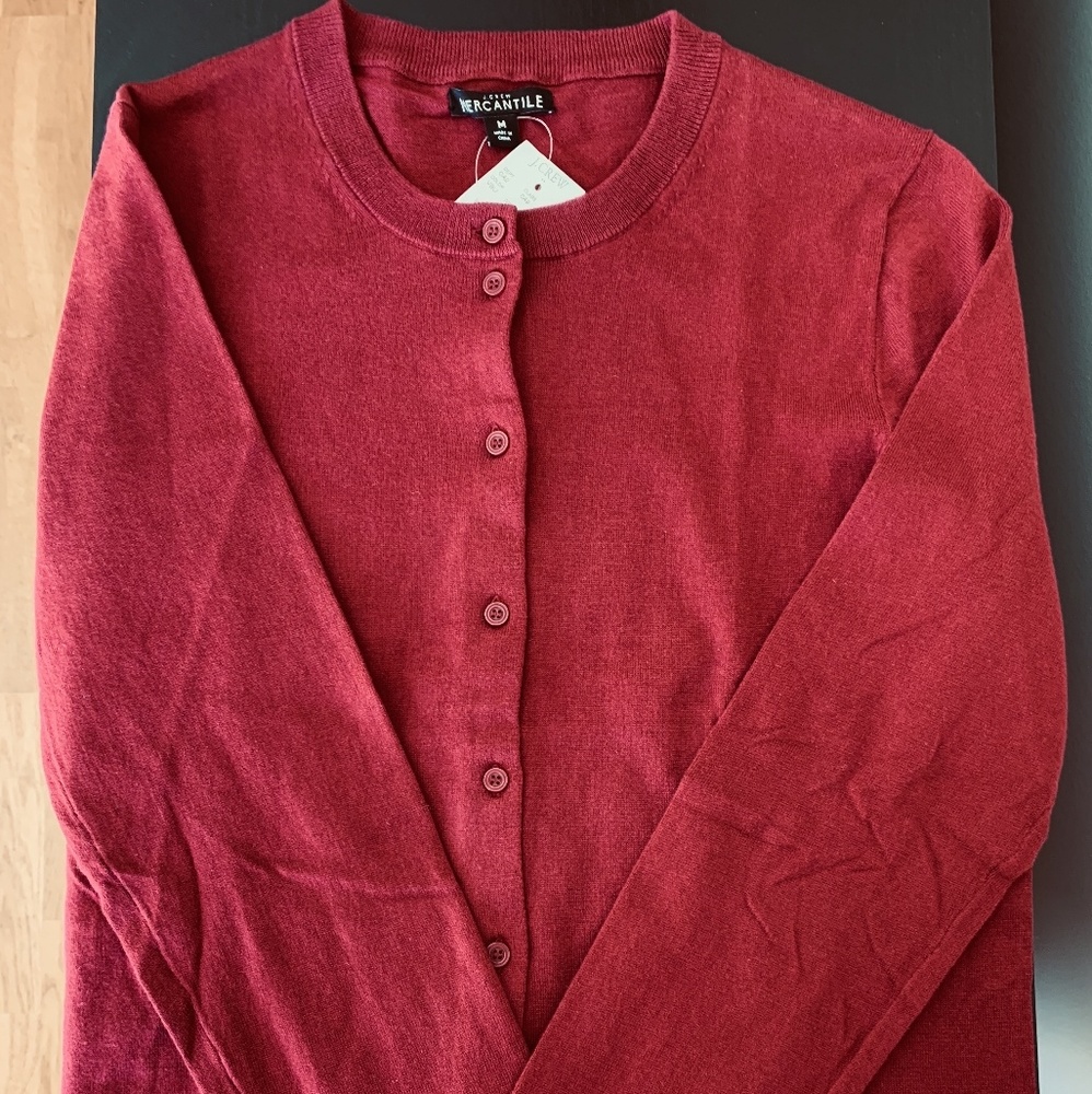 NWT Red J.Crew Cardigan Sweater (M)